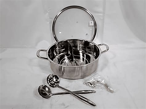 Hot Pot With Divider Lid Stainless Steel Shabu Shabu Pot With Ladles Size Dutch Goat