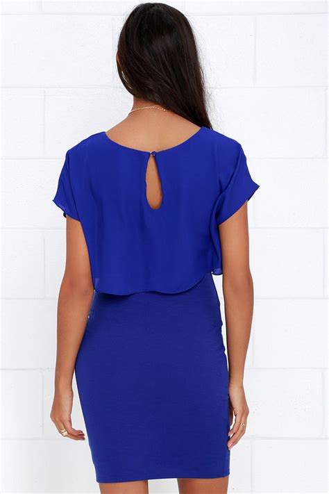 Chic Royal Blue Midi Dress Bodycon Dress 4400