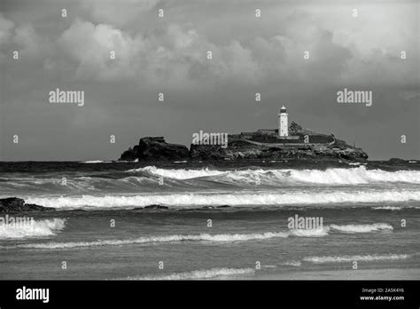 Godrevy Lighthouse B&W Stock Photo - Alamy