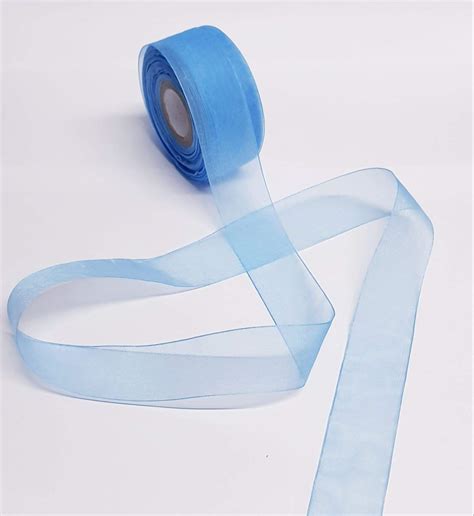 1 Inch Light Blue Organza Ribbon 25 Meters Roll Premier Ribbons