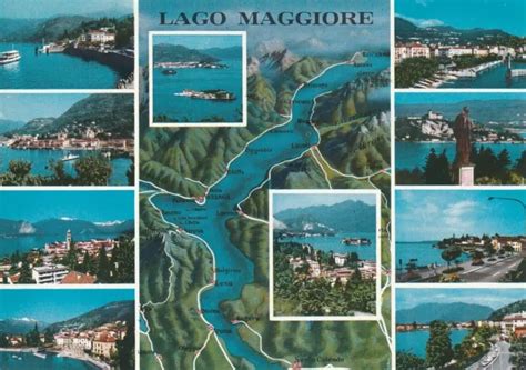 Ak Map Landkarte Panoramakarte Lago Maggiore Eur