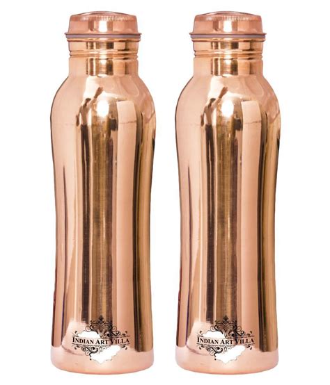 Indianartvilla Copper Curved Leak Proof Bottle Brown Ml Copper