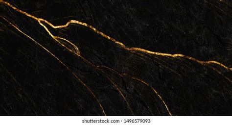 Black Marble Golden Veins Black Marbel Stock Photo