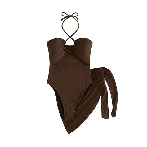 Odeerbi Piece Swimsuits For Women Solid Bikini Strap Bikini Deep V Erogenous Split