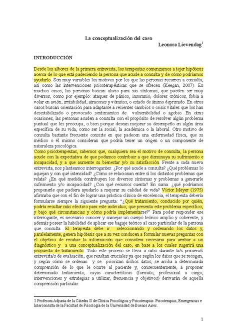 Lievendag L La Conceptualizaci N De Casos Ficha De C Tedra