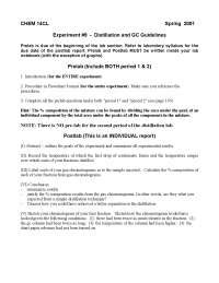 Practice Questions For Distillation And Gc Guidelines Lab Chem Cl