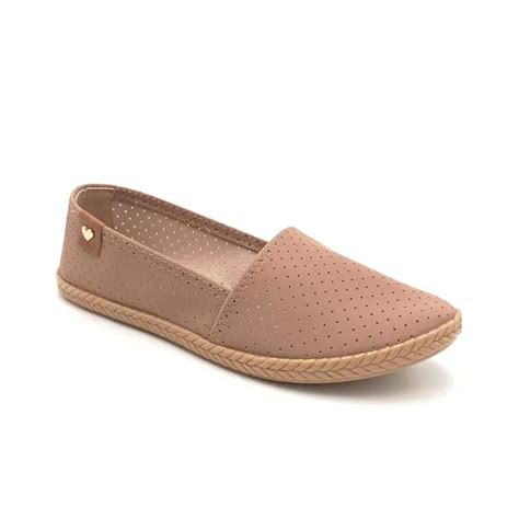 Sapatilha Slip On Feminina Moleca Microfuros Nude Bege