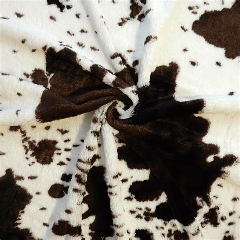 Minky Animal Fabric Cow Brownblack By The Yard