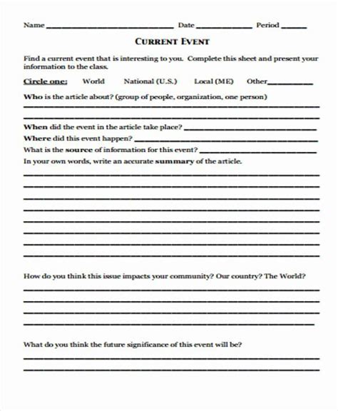 Current Events Worksheet Pdf Unique 13 Event Report Templates Word Pdf