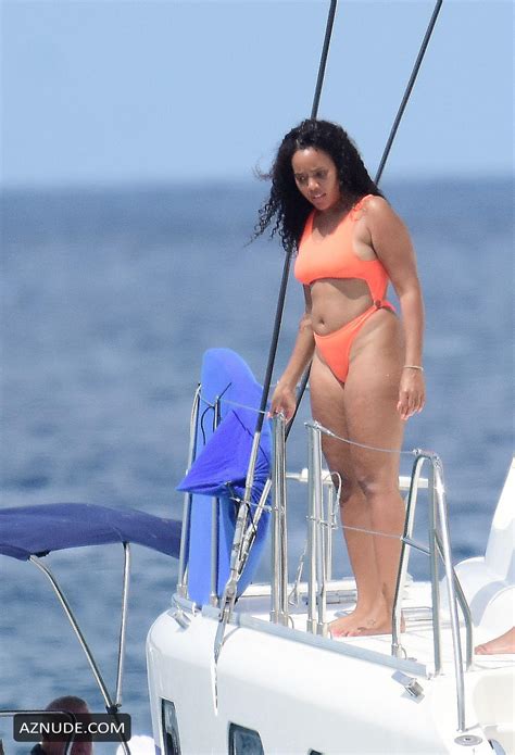 Angela Simmons Sexy In An Orange Bikini With Friends In Barbados Aznude