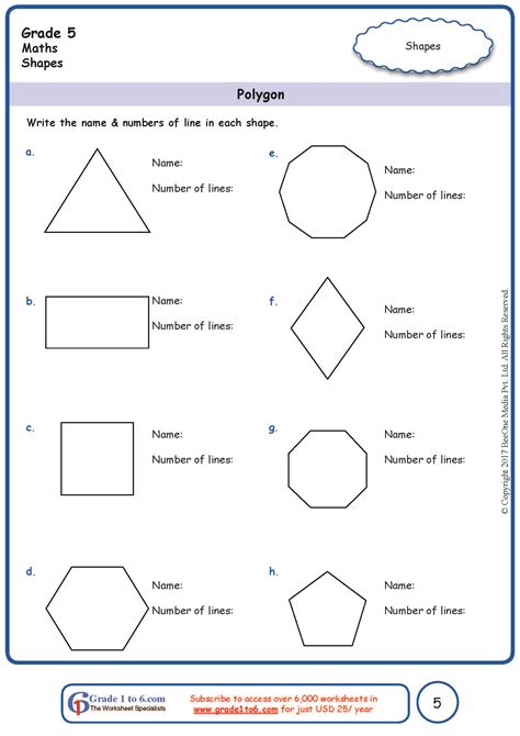 Polygons Geometry Worksheets