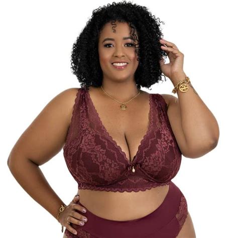 Conjunto De Lingerie Plus Size C Detalhes Transparente Bordado Em Renda Dizaplus Conjunto