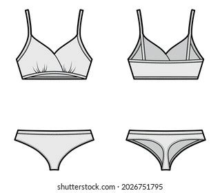 Fashion Technical Drawing Lingerie Set Underwear Stock Vector Royalty