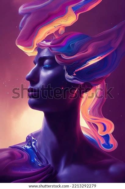 Scene Fictional Man Covered All Colors Stock Illustration 2213292279