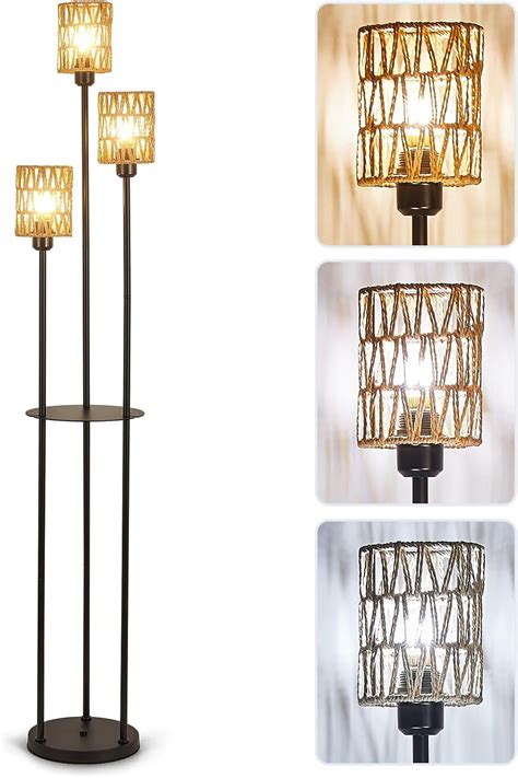 Rhyevnb Floor Lamp Lights Rattan Floor Lamp With Shelves Farmhouse