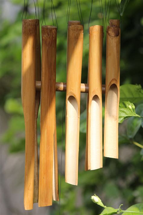 Bamboo Wooden Wind Chimes Memorial Windchime Hanging Outdoor Etsy