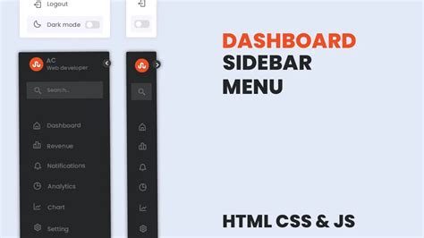 Responsive Side Navigation Bar In HTML CSS And JavaScript Dashboard