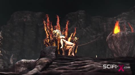 Alien Fucks Hard A Sexy Blonde In Her Ass In The Fire Cave