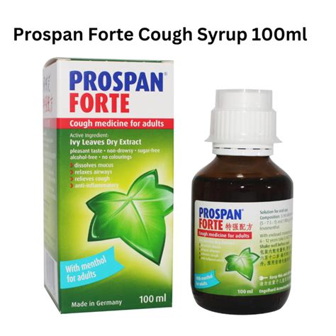 Prospan Forte Sugar Free Cough Syrup With Menthol 100ml Unique Ivy Extract Ea 575 Anti