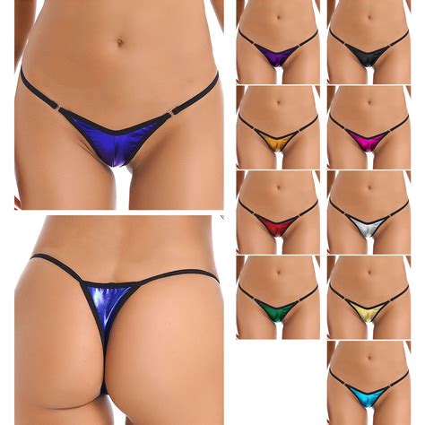 Women S Shiny Mini Thongs Sexy Micro G String Underwear Panties Lingerie Panty Ebay