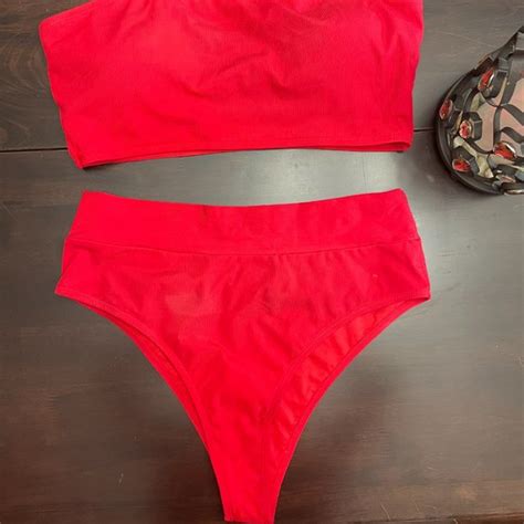 Pink Queen Swim Pink Queen Bandeau Ribbed Bikini Xl Poshmark