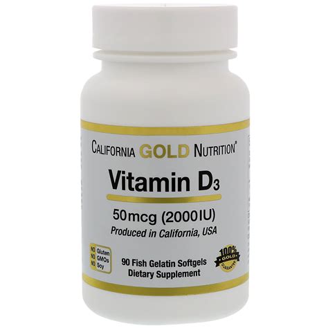California Gold Nutrition, Vitamin D3, 50 mcg (2000 IU), 90 Fish ...