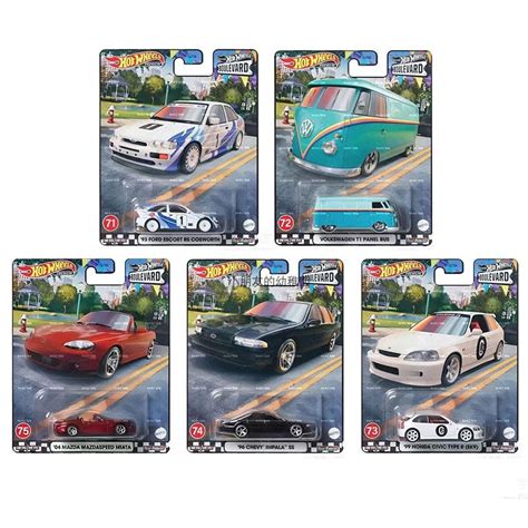 Hot Wheels Boulevard Honda Civic Type R Ek Volkswagen T Panel Bus Ford Escort Rs