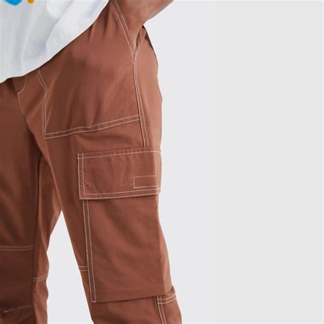 Streetwear Custom Elastic Waist Slim Flare Contrast Stitch Wide Leg