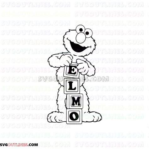 Elmo and cubes letters alphabet E L M O Sesame Street outline svg dxf ...