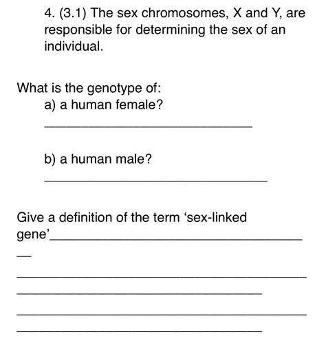 Solved 4 3 1 The Sex Chromosomes X And Y Are Chegg