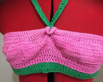 Halter Bikini Top Crochet Pattern See Through Net On The Top