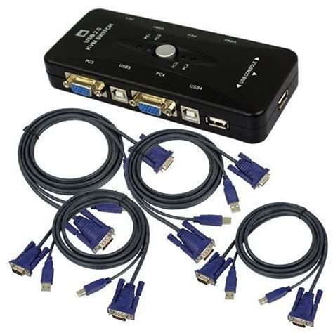 ᐉ KVM свич 4 порта + 4 кабели