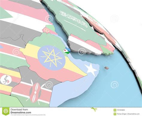 Bandera De Djibouti En El Globo Stock De Ilustraci N Ilustraci N De