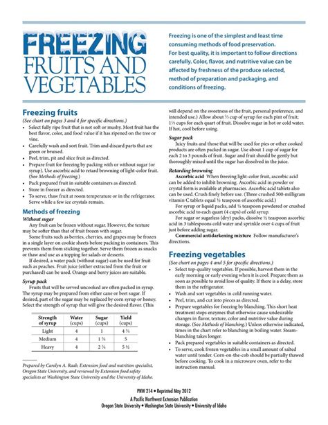 Freezing Fruits And Vegetables Freezing Fruit Freezing Vegetables Chart Freezing Vegetables