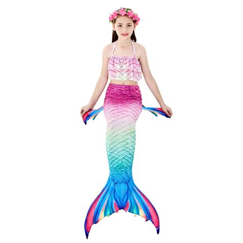 Ba Ador De Cola De Sirena Para Ni Os Con Aletas Tops Traje De Bikini