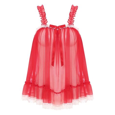 Women S Lace Lingerie Babydolls See Through Mesh Tops Nightwear Sexy Chemise EBay