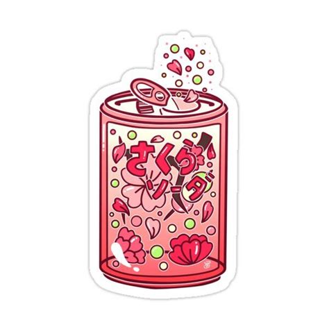 Glass Sakura Soda Sticker For Sale By Heysoleilart Cute Stickers Sticker Art Aesthetic