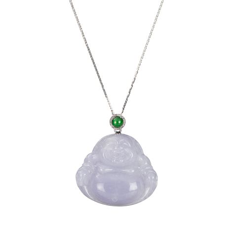 Lilac Happy Buddha Jade Necklace Mays Gems