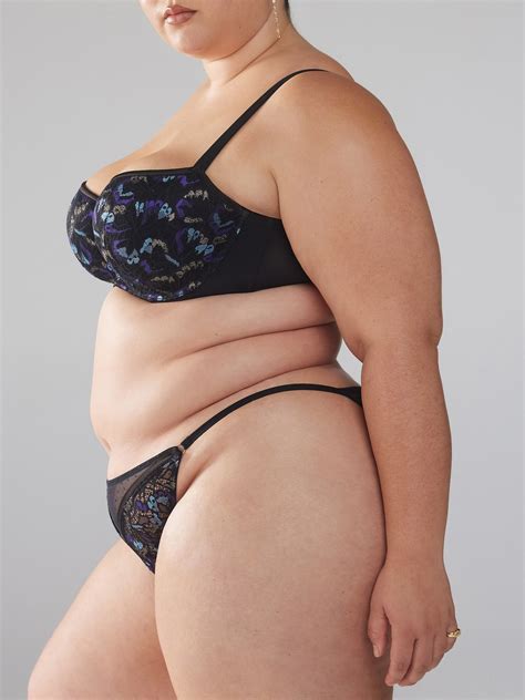 Butterfly Wings Lace Mesh String Bikini Panty In Black Multi Savage X Fenty