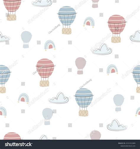 Cute Seamless Pattern Pastel Hot Air Stock Vector Royalty Free Shutterstock