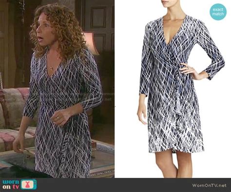 Wornontv Annes Navy And White Printed Wrap Dress On Days Of Our Lives