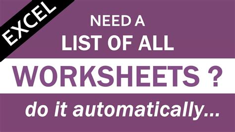 Excel List All Worksheet Names Catalog Library