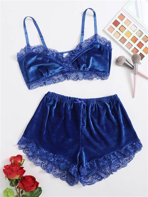 Velvet Lace Trim Lingerie Set Artofit