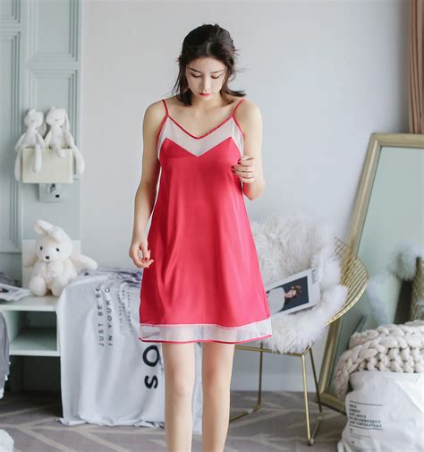 Wholesale Modern Design Mature Women Sexy Silk Soild Color Spaghetti Strap Nightgown Buy Silk