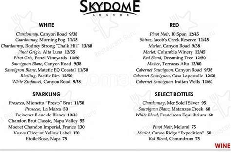 Menu At Skydome Restaurant Arlington