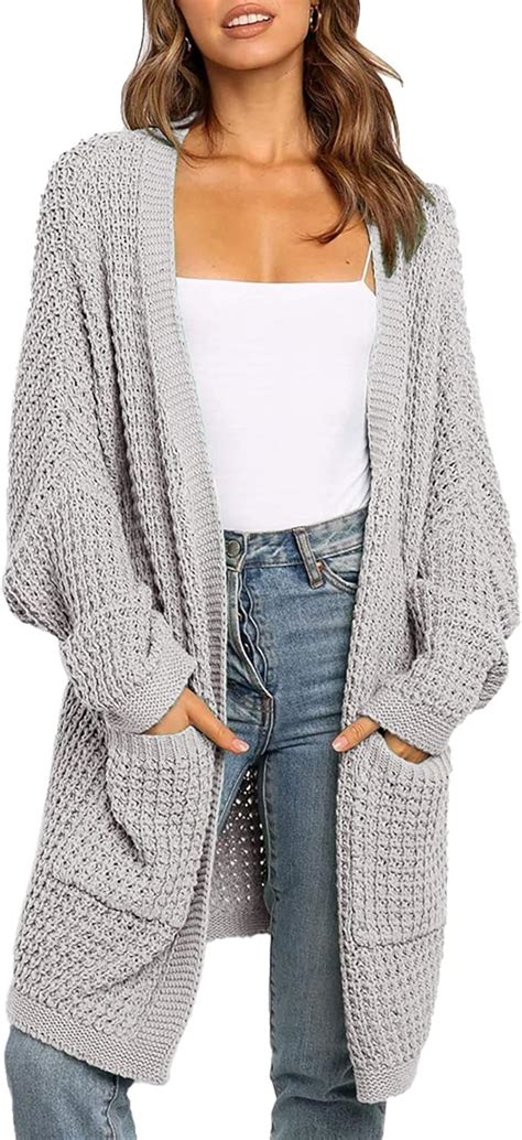 Ziyyoohy Strickmantel Lang Damen Strickcardigan Pullover