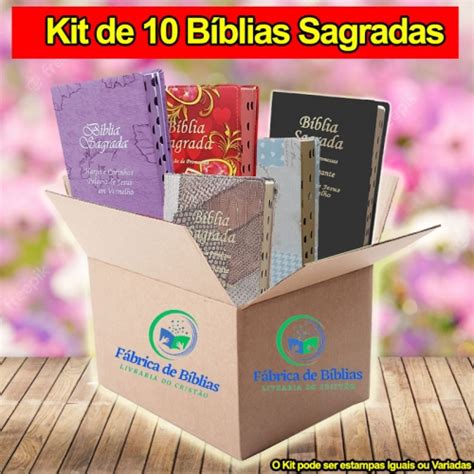Kit 2 Premium Caixa Com 10 Bíblias De Tamanho Grande Capa De Couro