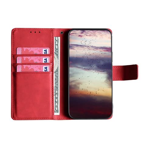 For Infinix Hot Play G Skin Feel Crocodile Magnetic Clasp Leather Phone Case Red Alexnld