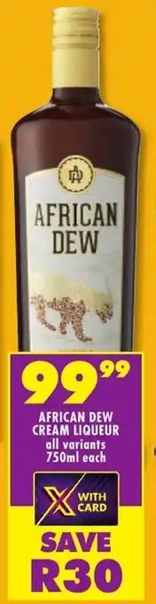 African Dew Cream Liqueur All Variants 750ml Each Offer At Shoprite Liquor