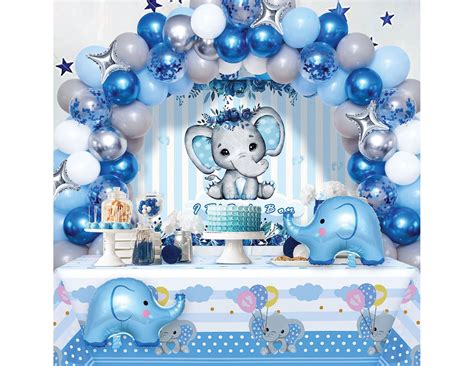 Blue Elephant Baby Shower Decorations for Boy Blue Elephant Balloon ...